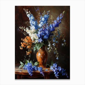 Baroque Floral Still Life Delphinium 1 Canvas Print