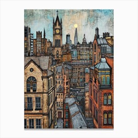 Manchester Kitsch Illustration 1 Canvas Print