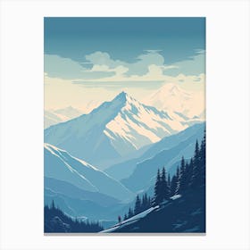 Hakuba Valley   Nagano, Japan, Ski Resort Illustration 2 Simple Style Canvas Print