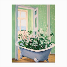 A Bathtube Full Lily Of The Valley In A Bathroom 4 Canvas Print