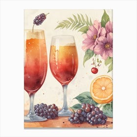 Watercolor Cocktail Canvas Print