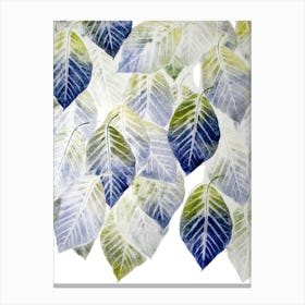 Blue And White Leaves Canvas Print