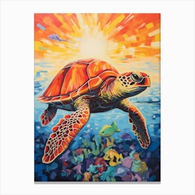 Sea Turtle And The Sunset 1 Canvas Print