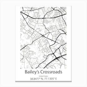 Bailey S Crossroads,United States Minimalist Map 1 Canvas Print