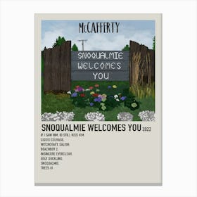 Snoqualmie Welcomes You 2022 Poster 1 Canvas Print