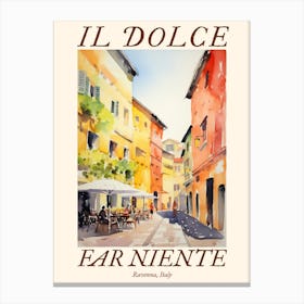 Il Dolce Far Niente Ravenna, Italy Watercolour Streets 4 Poster Canvas Print