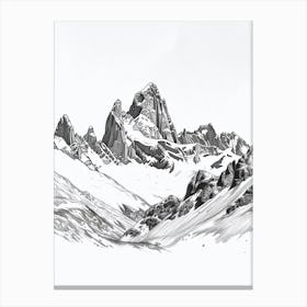 Aconcagua Argentina Line Drawing 2 Canvas Print