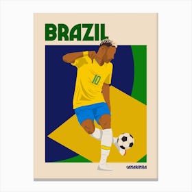 Brazil World Cup Football Retro Illustration Canvas Print