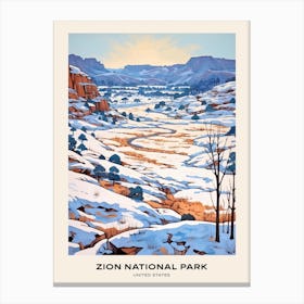 Zion National Park United States 4 Poster Canvas Print