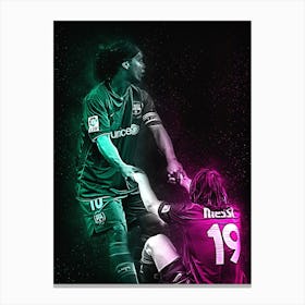 Messi And Ronaldinho Style Canvas Print