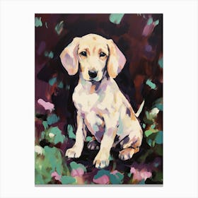 A Dachshund Dog Painting, Impressionist 2 Canvas Print