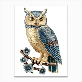 Owl On Branch Canvas Print