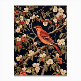 Red Cardinal In Cherry Blossoms Canvas Print