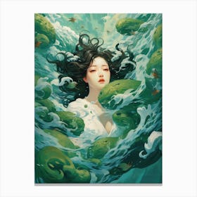 Asian Girl In The Water Canvas Print