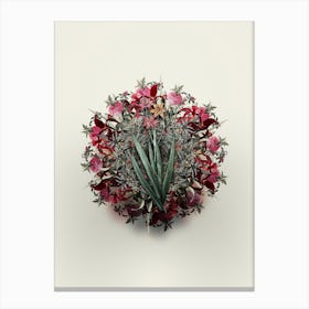 Vintage Blackberry Lily Flower Wreath on Ivory White Canvas Print