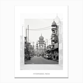 Poster Of Hyderabad, India, Black And White Old Photo 2 Canvas Print
