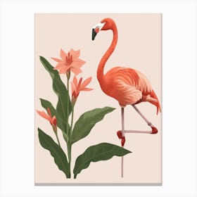 Jamess Flamingo And Canna Lily Minimalist Illustration 3 Canvas Print