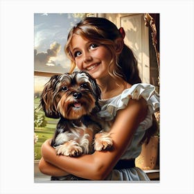 A Girl And Her Yorkie Canvas Print