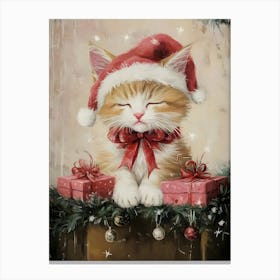 Santa Cat Canvas Print