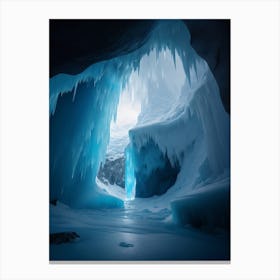 Glistening Ice Stalactites In The Ice Cave Canvas Print