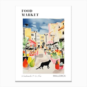 The Food Market In Mallorca 1 Illustration Poster Canvas Print