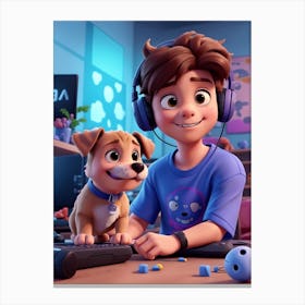 Default Cute Boy Playing Games With Cute Dog Wearing Tshirt We 0 69f55840 429e 43e6 955f 93d7a17a99c5 1 Canvas Print