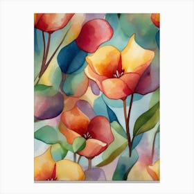 Watercolor Flowers 50 Canvas Print