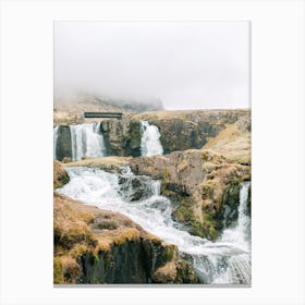 Moody Waterfall In Iceland Canvas Print