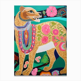 Maximalist Animal Painting Cougar 3 Canvas Print