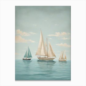 Sailboats In The Ocean Canvas Print