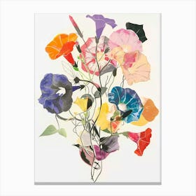 Morning Glory 1 Collage Flower Bouquet Canvas Print