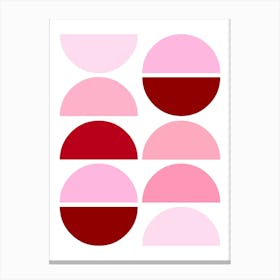 Pink and Red Mid Century Semi Circles Canvas Print