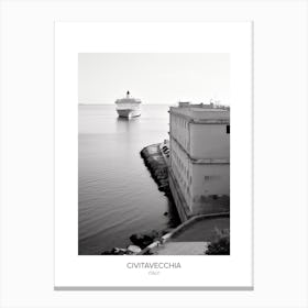 Poster Of Civitavecchia, Italy, Black And White Photo 4 Canvas Print