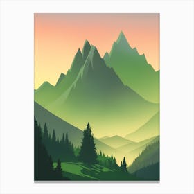 Misty Mountains Vertical Composition In Green Tone 15 Canvas Print
