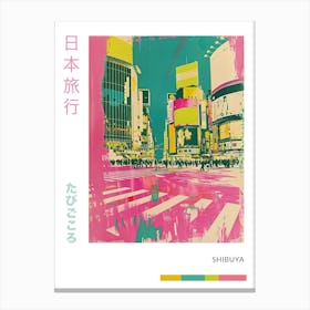 Shibuya Crossing In Tokyo Duotone Silk Screen Poster 2 Canvas Print