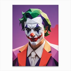 Joker Portrait Low Poly Geometric (5) Canvas Print