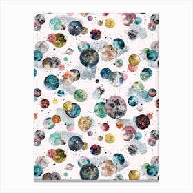 Cosmic Planets And Stars Multicolored Canvas Print
