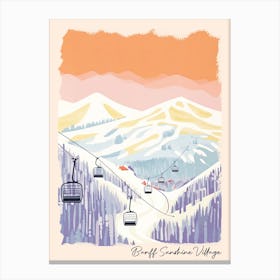 Poster Of Banff Sunshine Village   Alberta, Canada, Ski Resort Pastel Colours Illustration 1 Canvas Print