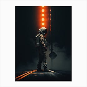 Astronaut At The Train Station Canvas Print
