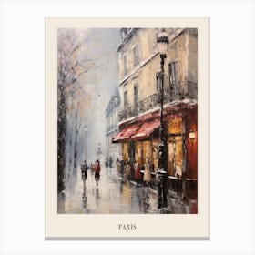 Vintage Winter Painting Poster Paris France 3 Canvas Print