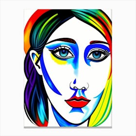 Woman With Rainbow Hair Canvas Print