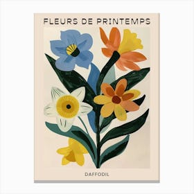 Spring Floral French Poster  Daffodil 2 Canvas Print