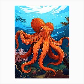 Giant Pacific Octopus Illustration 15 Canvas Print