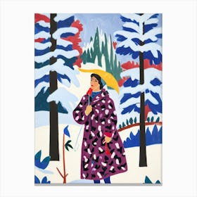 Woman In The Snow Canvas Print