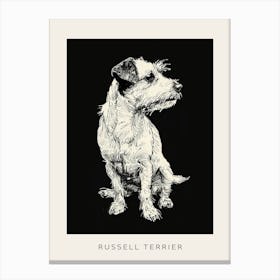 Russell Terrier Dog Line Sketch 3 Poster Canvas Print