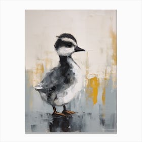 Abstract Grey Gouache Painting Of A Duckling 3 Canvas Print
