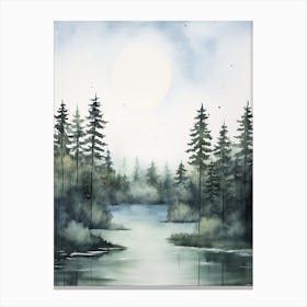 Watercolour Of Great Bear Rainforest   British Columbia Canada 2 Canvas Print