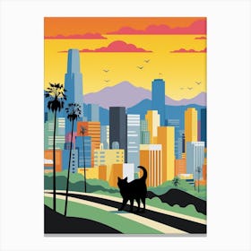 Los Angeles, United States Skyline With A Cat 0 Canvas Print