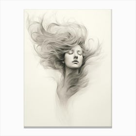 Wavy Hair Fine Line Face 4 Canvas Print