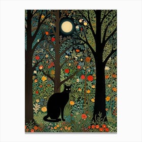 Cat In The Forest Style William Morris 4 Canvas Print